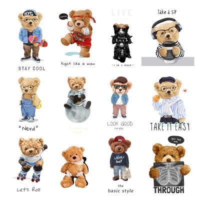 【YF】┇  Couple Thermal Stickers Animals Iron-on Transfers for Clothing Thermoadhesive Patches on Applique