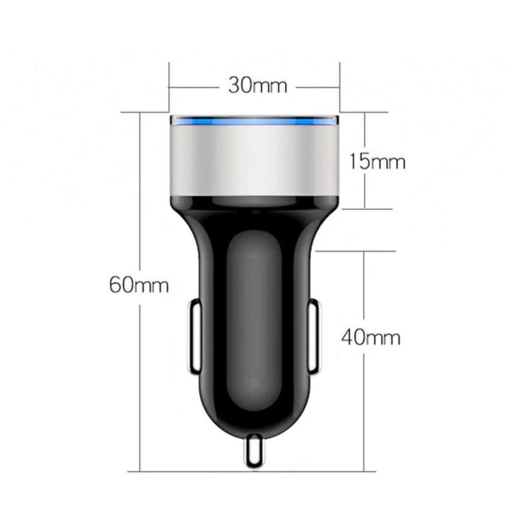 dual-usb-car-charger-3-1a-หัวชาร์จในรถยนต์-หัวชาร์จโทรศัพท์มือถือ-ที่ชาร์จเร็ว-2-พอร์ต-ไฟแสดงโวลท์-แอมป์-led-อแดปเตอร์-หัวชาร์จในรถ-สำหรับมือถือทั่วไป