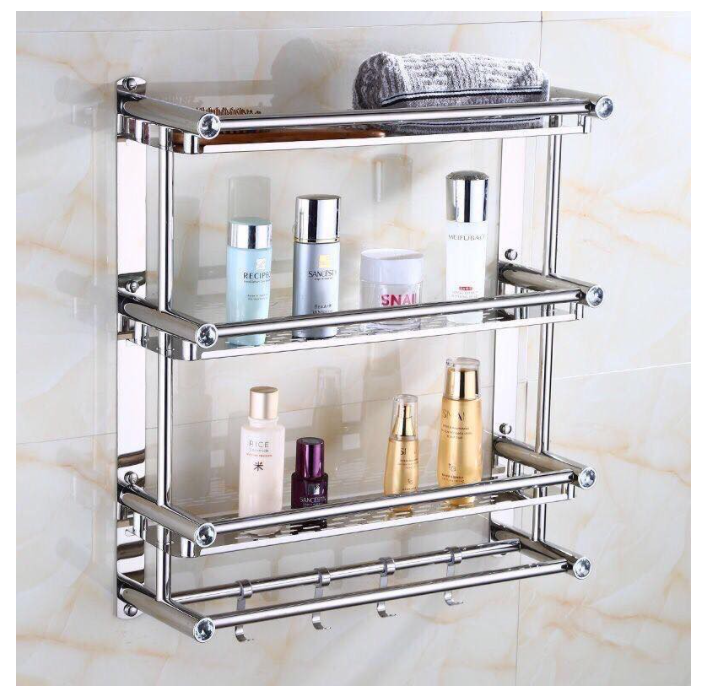 3 Layer Bathroom Rust Resistant Aluminum Shelf Wall Hanging Towel Rack ...