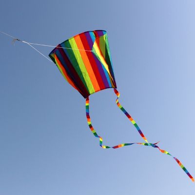 New Rainbow Parafoil Kite With Tails Soft Kite Flying Toys Give 30m Kite Line 95AE