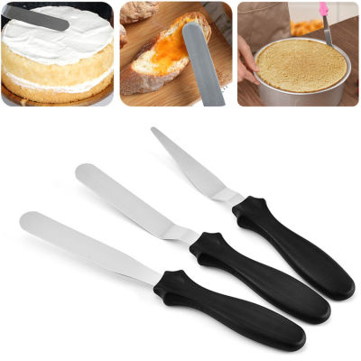 3pcs Stainless Steel Cake Cream Spatula Butter Icing Smoother Kitchen Pastry Baking Decoration Tools Wedding Party Accessories
