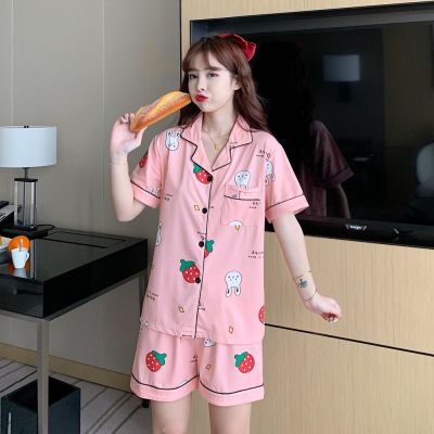 Ready stock Women Silk Sleepwear Korean Popular Baju Tidur Pyjamas Short Sleeve Pajamas Nighties Dresses