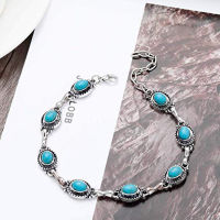 hang qiao shop Turquoise Anklet Womens Accessories Boho High Quality Footwear Folk-custom