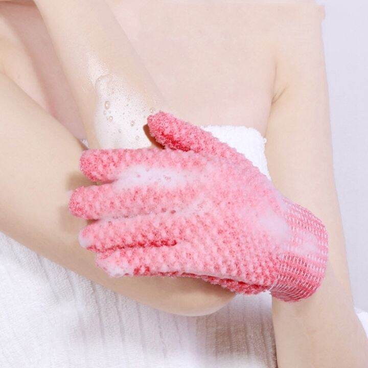 cw-5-pcs-exfoliating-gloves-shower-resistance-massage-mitt-sponge-foam-moisturizing-peeling