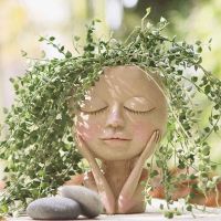 【Big Promotion】 Portrait Face Head Statue Flower Planter Resin Plant Pot Garden Art Creative