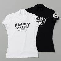 เสื้อยืดแขนสั้นหญิง2023พิมพ์ลาย PEARLY GATES GOLF เสื้อกีฬาแห้งเร็วสำหรับฤดูร้อนคอกลมใหม่