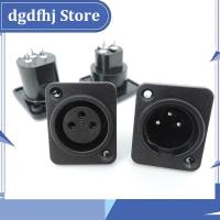 Dgdfhj Shop 3Pin XLR male female power connector Straight socket Panel Mounted Chassis Square Shape MIC microphone audio cable connecting