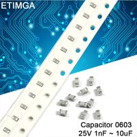 100Pcs/Lot 0603 25V SMD Chip Multilayer Ceramic Capacitor 1nF to 10uF 10nF 12nF 22nF 33nF 47nF 82nF 100nF 150nF 220nF 1uF 2.2uf