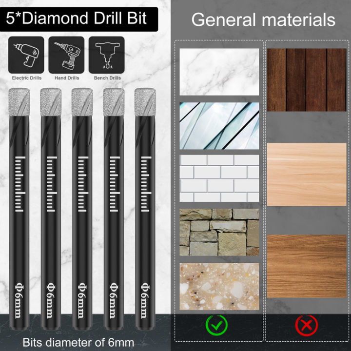 5ชิ้น-set-mata-bor-เพชรแห้ง6มิลลิเมตรก้านกลมสว่านเจาะรูบิตทนต่อการสึกหรอกระเบื้องเซรามิกบิตบิตเจาะบิต
