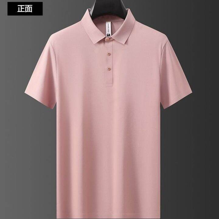 original-light-luxury-summer-seamless-embossed-ice-silk-polo-shirt-mens-short-sleeved-slim-fashion-bronzing-letter-lapel-t-shirt