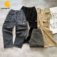 ทายค่าสินค้าแล้ว☃♝Carhartt กางเกงผ้ากันเปื้อนหลายกระเป๋าขาตรงสไตล์ทหาร,เลกกิ้งทรงหลวมสำหรับผู้ชายและผู้หญิง