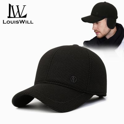 Louiswill หมวกเบสบอล ผ้าวูลถัก แบบหนา ป้องกันหู ให้ความอบอุ่น แฟชั่นฤดูหนาว สําหรับผู้ชาย 5211042☃✑