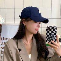 【Hot Sale】 Korean version of hard top with type ins blue duckbill cap baseball all-match female hat showing face big head around peaked