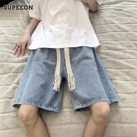 SUPEEON丨กางเกงยีนส์ผู้ชายคุณภาพหลวมสไตล์ลำลองมีสไตล์ Celana Pendek Denim