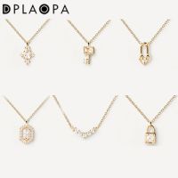 DPLAOPA 925 Sterling Silver Gold Cross Love Locker Pendant Long Chain Tiny Small Women Luxury Fine Jewelry Rock Punk