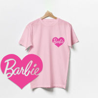 Barbie logo T shirt couple woman sister tshirt unisex cotton summer oversize round neck short sleeves tee pink B00580 แฟชั่นแขนสั้นผ้าฝ้าย