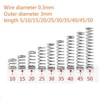 10pcs/lot  0.3mm Micro Compression Spring 304 A2 Stainless Steel Small  Wire Diameter 0.3mm Outer Diameter 3mm Length 5 20 50mm Coil Springs