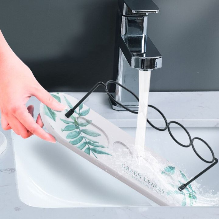 ที่ใส่แปรงสีฟันโคลนแบบแห้งเร็ว-ที่แขวนที่วางยาสีฟันของชั้นเก็บอุปกรณ์ในห้องน้ำกันชื้น