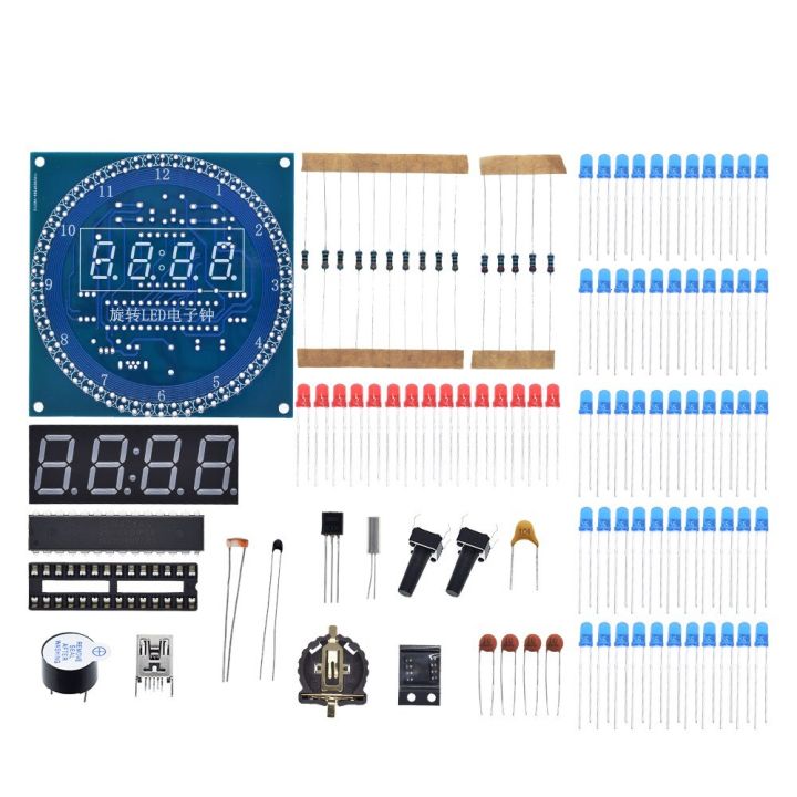 หมุนจอแสดงผล LED นาฬิกาปลุกโมดูลนาฬิกาอิเล็กทรอนิกส์โคมไฟน้ำ DIY ชุดควบคุมแสงอุณหภูมิ DS1302 C8051 MCU STC15W408AS