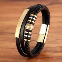 celet for Men Multilayer Genuine Leather Bangles Magnetic Clasp Cowhide ided Multi Layer Wrap Trendy celet Armband