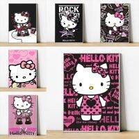 ภาพยนตร์การ์ตูนน่ารักโปสเตอร์ Hello K-Kitty การตกแต่งห้องเด็กภาพวาดขนาดใหญ่การตกแต่งห้องนั่งเล่นที่ทันสมัยของตกแต่งบ้าน