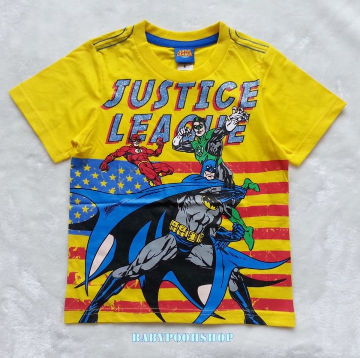 Justice League : เสื้อยืดสกรีนลาย Justice League สีเหลือง (งานช้อป)