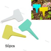 6x10cm 50x white yellow Plant T Markers Waterproof Sign Stakes tags plastic Labels Flower mark Pots Plastic Writing Plate Board WDAGTH