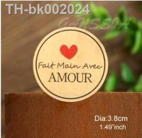 ○▼☃ GANSSIA 100pcs/lot Fait Main avec Amour Thank you Round Seal Sticker Paper Adhesive Stickers for Bakery Gift Packing(ss-1143)