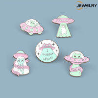 Creative Alien Cat Pins ตลก Ufo การ์ตูนเข็มกลัด Lapel Badge เสื้อผ้าผู้หญิงอุปกรณ์เสริมเครื่องประดับ Gift