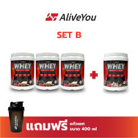 AliveYou Whey protein รสกาแฟ 3 + รสชานม 1 ขนาด 900 กรัม