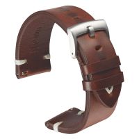 ☒◘♛ Leather Watchband Strap 18mm 20mm 22mm Quick Release Watch Strap Belt Cowhide Handmade Black Dark Brown Vintage Oil Wax Leather