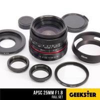 ชุดใหญ่ ✨ APSC 25 mm f1.8 mk2 Red Edition สำหรับกล้อง Fuji ( เลนส์หลังละลาย ) ( เลนส์มือหมุน ) ( เลนส์ หน้าชัดหลังเบลอ ) ( สำหรับ กล้อง ฟูจิ ) ( เมาท์ FX ) ( X Mount ) ( 25mm 1.8 ) ( Geekster )