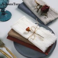 12PCS Cloth Napkins Cotton Gauze Retro Burr Rustic Kitchen Towel Dining Place Mats Wedding Party Linen Napkin Table Decoration