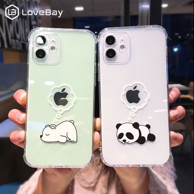 （cold noodles）สร้างสรรค์หมีแพนด้าสัตว์กรณีโทรศัพท์สำหรับ iPhone 11 12 13 14Pro Max ล้างกันกระแทกป้องกันเลนส์สำหรับ iPhone X XS XR 7 8บวก