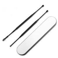 ❆ Stainless Steel Digging Ear Spoon Set Portable Double Ears Artifact Cleaning Tool Lightweight Earpick Black Earwax Remover Kit