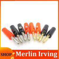 Merlin Irving Shop 5pcs Audio Speaker Screw 4mm Banana male Gold Plate Plugs Connectors Black Red Golden Audio Speaker Screw Wholesale