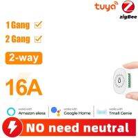 Rovf Tuya Zigbee 1/2แก๊ง16a ไม่มีสายกลางสวิตช์ไฟอัจฉริยะมินิโมดูลเบรกเกอร์ควบคุม2ทางสำหรับ Alexa Google Home