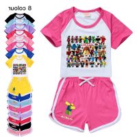 COD SDFGERGERTER ROBLOX Home Wear Short-sleeved Suit Girls Pajamas Fashion Tiktok Print Kids Summer Short-sleeved Casual Wear