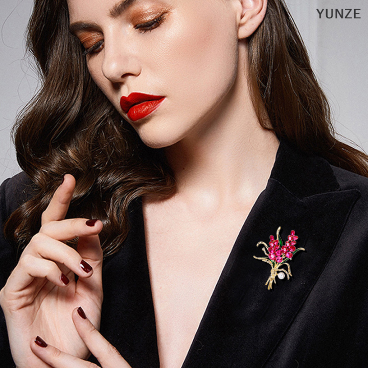 yunze-เข็มกลัดหูข้าวสาลีประดับพลอยเทียมแฟชั่นสำหรับผู้หญิงสำหรับงานปาร์ตี้เสื้อผ้าของขวัญเครื่องประดับอัญมณี