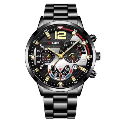 VIKABO ของขวัญนาฬิกาผู้ชายสปอร์ตแฟชั่นสุดหรูสำหรับผู้ชายสแตนเลสสำหรับธุรกิจนาฬิกาข้อมือควอตซ์ดำน้ำ Reloj Masculino