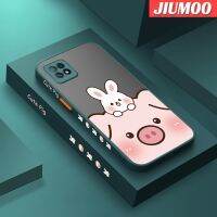 เคส JIUMOO สำหรับ OPPO A72 5G A73 5G A53 5G ขอบสี่เหลี่ยมรูปกระต่ายลูกหมูน่ารักดีไซน์ใหม่เคสมือถือกันกระแทกแข็งคลุมทั้งหมดปลอกซิลิโคนป้องกันเลนส์กล้องเคส