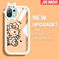 เคส JIUMOO สำหรับ Xiaomi 11 Lite 5G 11 Lite 5G Ne เคสการ์ตูนแฟชั่น Hello Kitty กันกระแทกแบบใสนิ่มเคสโทรศัพท์สีสันสดใสรูปสัตว์ประหลาดน้อยป้องกันเลนส์กล้องเคสใสซิลิโคน