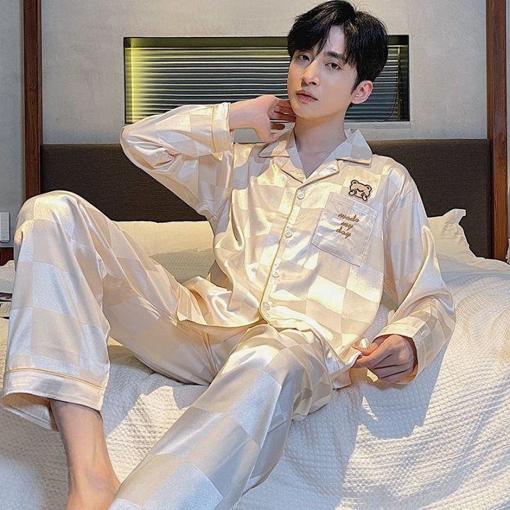 yhtn-ชุดนอนผู้ชาย-ลายการ์ตูน-กางเกงนอนผู้ชาย-เกาหลี-ราคาถูก-ไซส์ใหญ่-ผ้าคอตตอน-เท่ๆ-ชุดนอนผู้ชายแขนยาว
