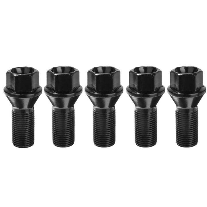 5Pcs M14 x 1.25 Black Wheel Locking Lug Bolt Nut Steel 36136781151 for BMW X3 X5 E70 E71 F20