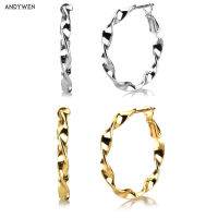 ANDYWEN 2020 925 Sterling Silver 26mm Irregular Big Hoops Women Large Circle Luxury Rock Punk Long Women Earring Fine Jewelry