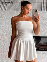 Strapless Sleeveless Backless Plain A-Line Womens Short Dress Fashion Slim Temperament Dresses Summer Night Party Vestidos