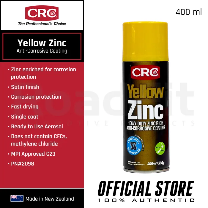 CRC Coloured Zinc HeavyDuty Zinc Rich AntiCorrosive Coating, Yellow
