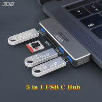 JDB อะลูมินัมอัลลอย5-In-1ฮับหลายพอร์ท SD/TF การ์ดรีดเดอร์ USB 3.1 3 USB ความเร็วสูง3.0พอร์ตสำหรับ MacBook Air 2018และ MacBook Pro 2017 / 2018/2019/2020/2021สีเทา