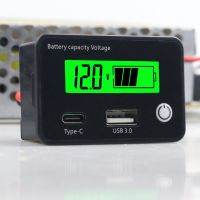 12V 24V Voltage Li-ion Lead-acid LiFePO4 Battery Capacity Level Indicator Tester Meter Voltmeter QC3.0 USB Type-C Car Charger