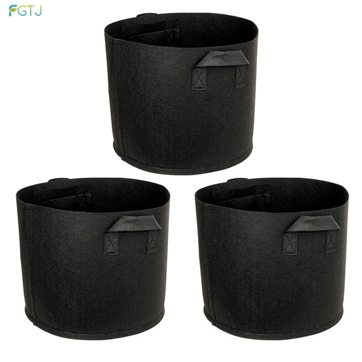fgtj-กระเป๋าปลูกต้นไม้สำหรับงานหนักสีดำระบายอากาศได้ดีกระถางผ้านอนวูฟเวนสำหรับใช้ในร่มและกลางแจ้ง
